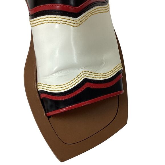MARNI Size IT 38 (US 8) Sandals Red White Black Colorblock Slingback Shoes - Picture 9 of 15